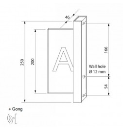 Індифікатор ліфта SCHAEFER GlassLine GL120v-L-90 "A" - синій/білий - чорне скло