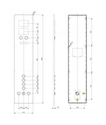 Пост виклику ліфта SCHAEFER Aurora BASIC COP 230 4E-R, IF oLM